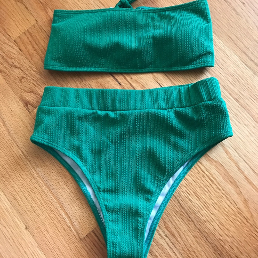 Forest green high waisted bikini